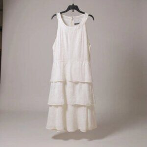 NWT Tommy Hilfiger White Tiered Sleeveless Dress Midi Maxi Size 14
